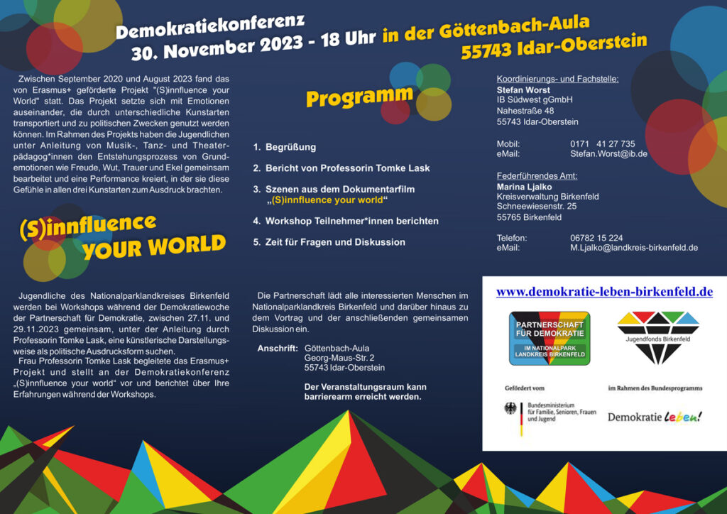 Flyer zur Demokratiekonferenz mit Programm und Datum (siehe oberen Text)